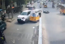 Electric car driver loses control in Hyderabad’s Kukatpally, rams into multiple vehicles
